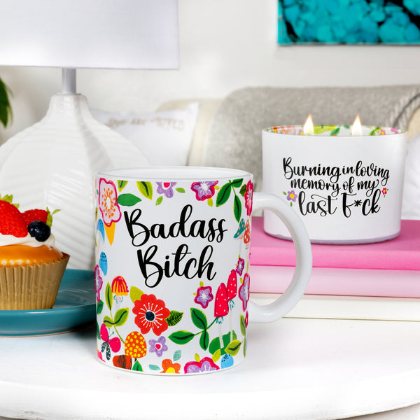 Pavilion Gift Company Badass Bitch 18 Oz Glass Mug