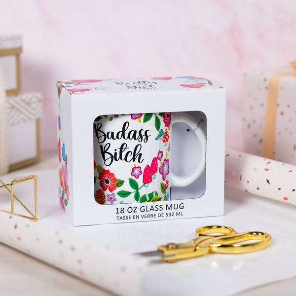 Pavilion Gift Company Badass Bitch 18 Oz Glass Mug