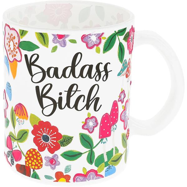 pavilion gift company Badass Bitch 18 oz Glass Mug