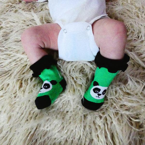 Pavilion Gift Company Bamboo Green Panda 0-12 Sock