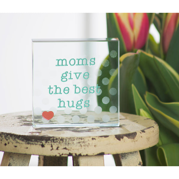 Pavilion Gift Company Best Hugs 3" X 3" Glass Plaque