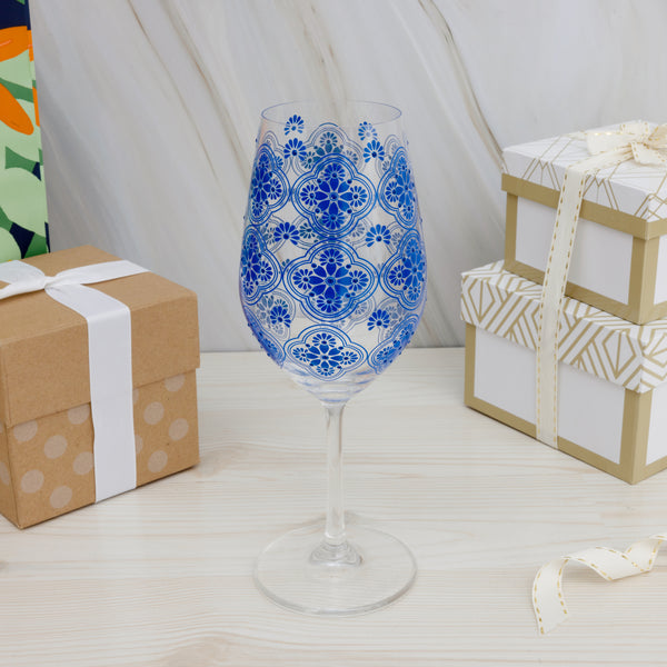 Pavilion Gift Company Blue 16 Oz Wine Glass