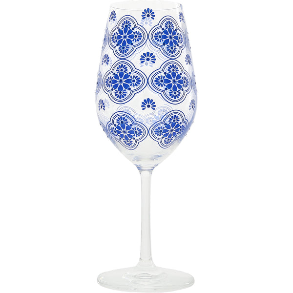 pavilion gift company Blue 16 oz Wine Glass