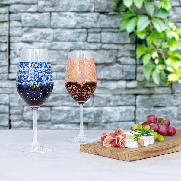 Pavilion Gift Company Blue & Yellow 16 Oz Wine Glass