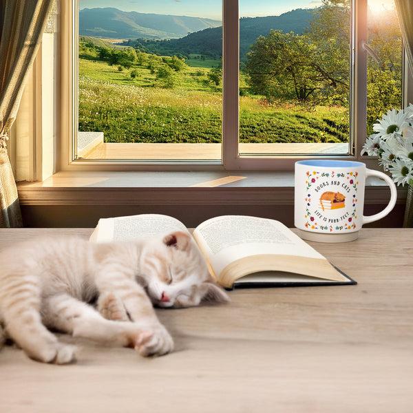 Pavilion Gift Company Books & Cats 18 Oz Mug