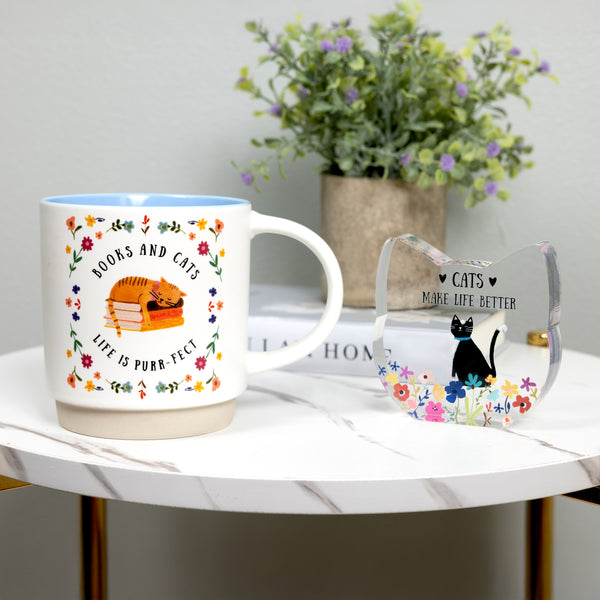 Pavilion Gift Company Books & Cats 18 Oz Mug