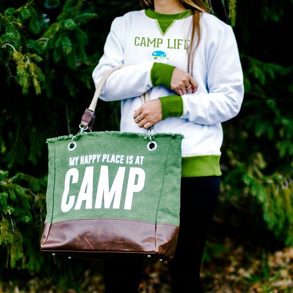 Pavilion Gift Company Camping 18" X 15" Canvas Tote