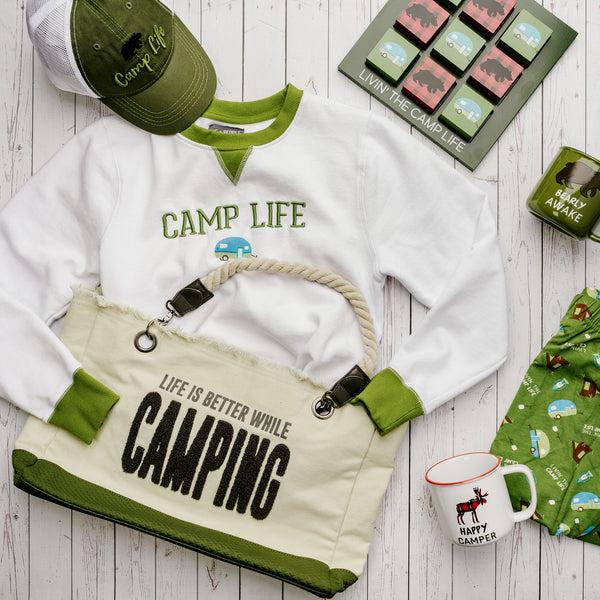 Pavilion Gift Company Camping 21" X 12" Canvas Tote