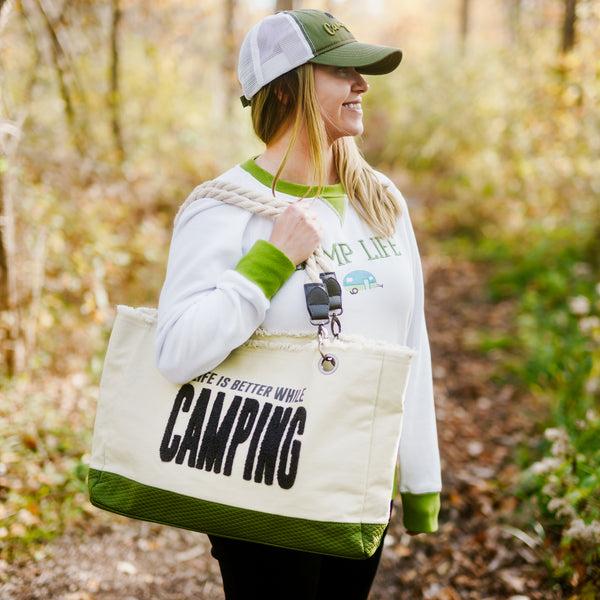Pavilion Gift Company Camping 21" X 12" Canvas Tote