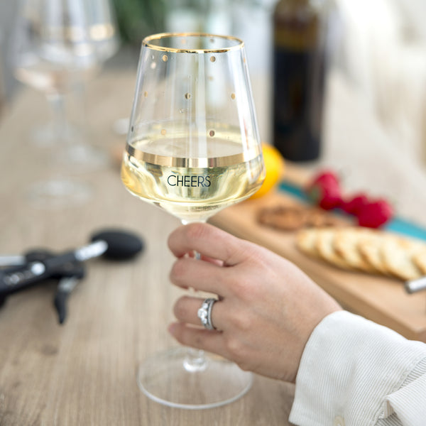 Pavilion Gift Company Cheers Dots 17 Oz Wine Glass