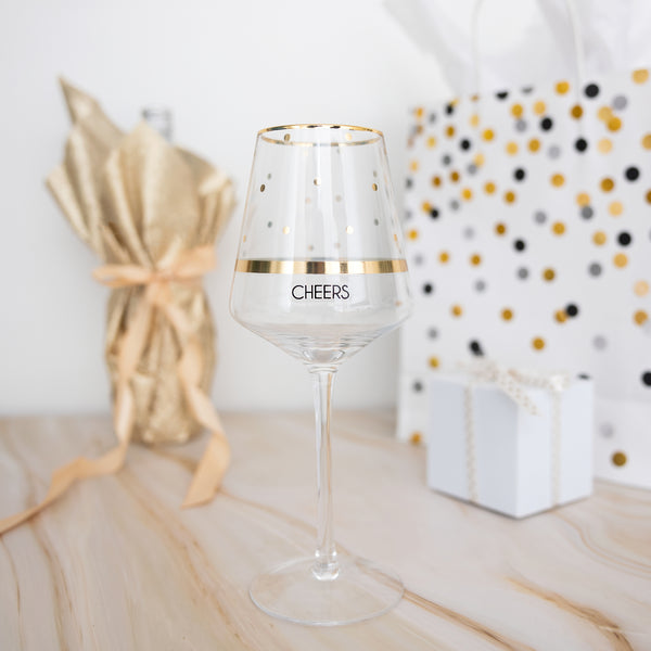 Pavilion Gift Company Cheers Dots 17 Oz Wine Glass