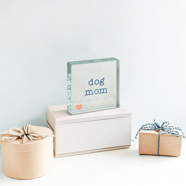 Pavilion Gift Company Dog Mom 3" X 3" Glass Plaque