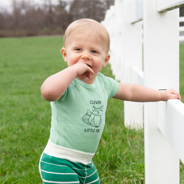 Pavilion Gift Company Fox 6-12 Months Green Onesie