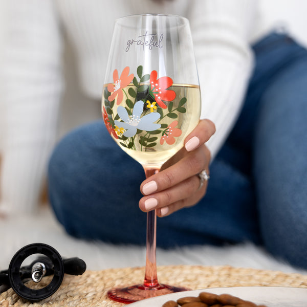Pavilion Gift Company Grateful 16 Oz Wine Glass