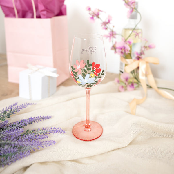 Pavilion Gift Company Grateful 16 Oz Wine Glass
