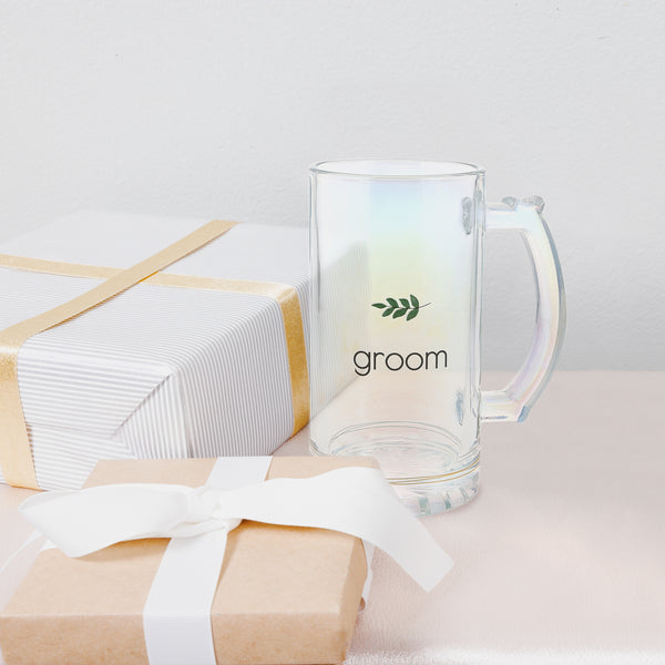 Pavilion Gift Company Groom 16 Oz Glass Stein