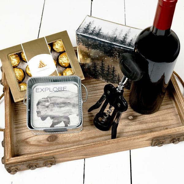 Pavilion Gift Company Lodge 4" Coaster Set (4 Piece)