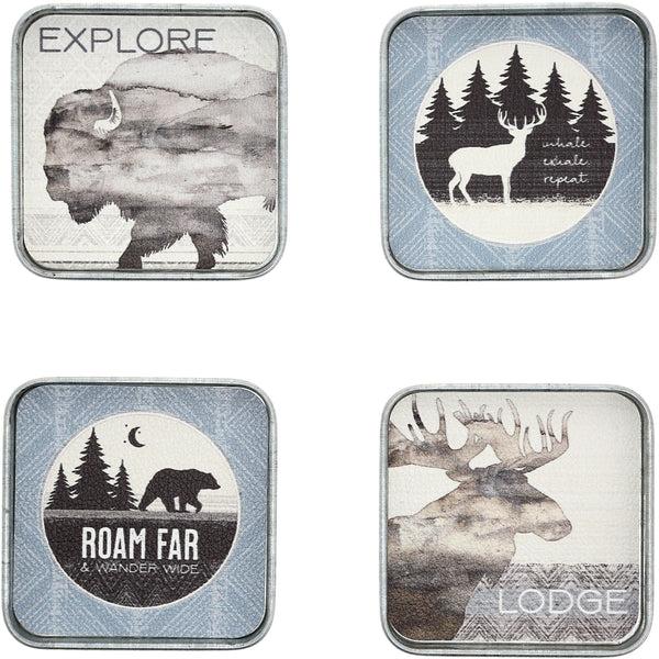 pavilion gift company Lodge 4" Coaster Set (4 Piece)