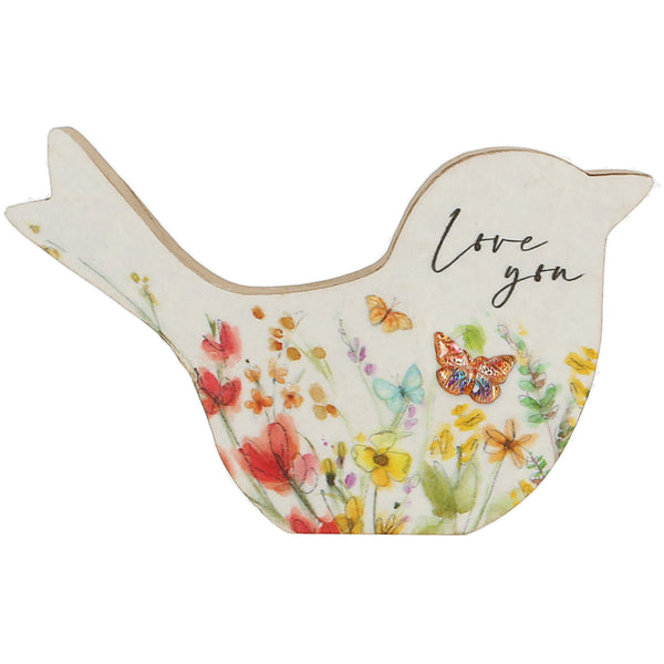 pavilion gift company Love You 3" MDF Bird Plaque