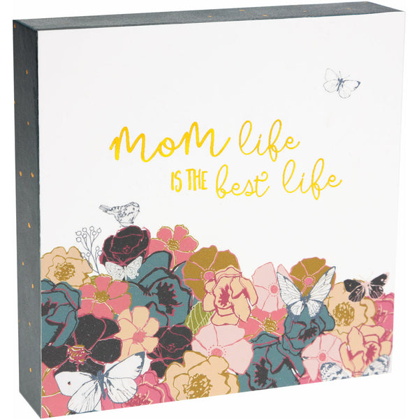 pavilion gift company Mom Life 4.5" x 4.5" Plaque