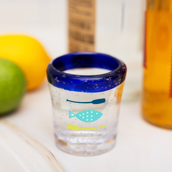 Pavilion Gift Company Oars & Fish Bubble Shot Glass