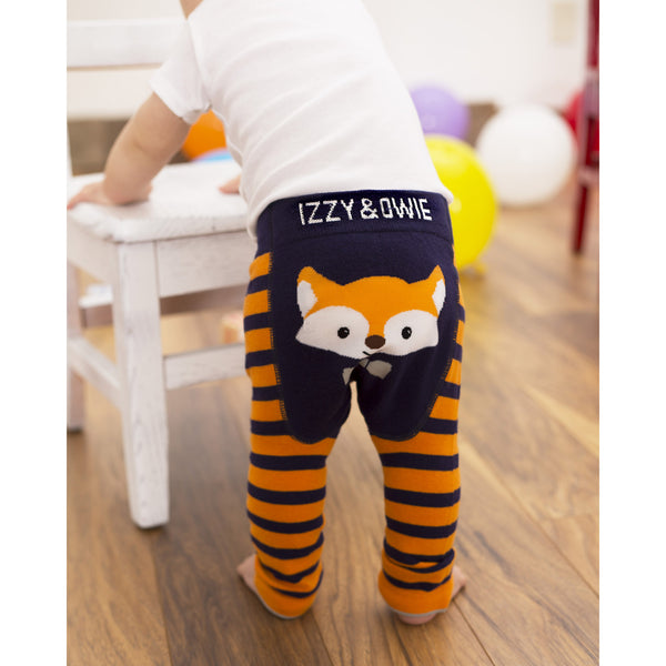 Pavilion Gift Company Orange And Navy Fox Baby Bib