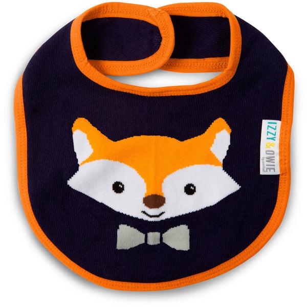 pavilion gift company Orange and Navy Fox Baby Bib