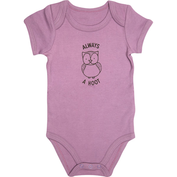 pavilion gift company Owl 6-12 Months Plum Onesie