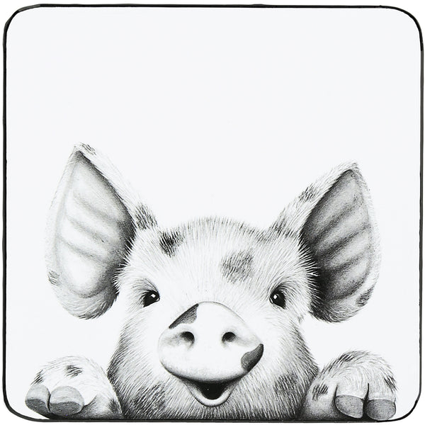 pavilion gift company Pig 4.25" Coaster