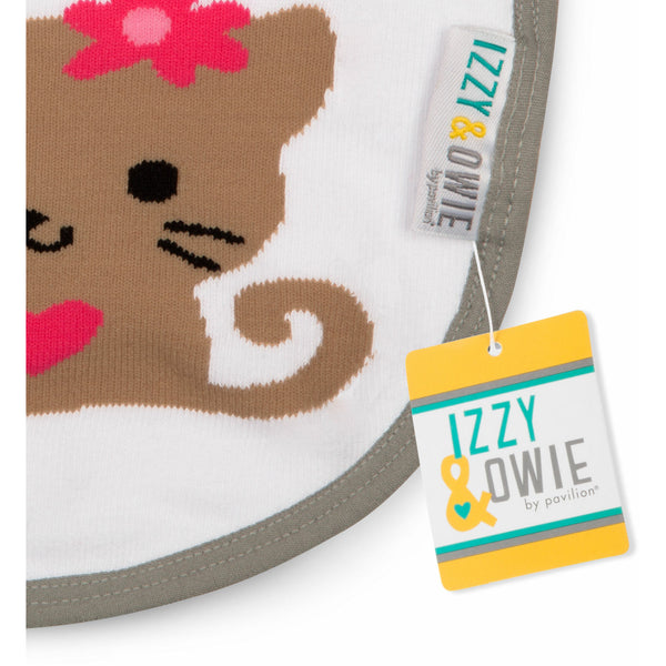 Pavilion Gift Company Pink And Gray Kitty Baby Bib