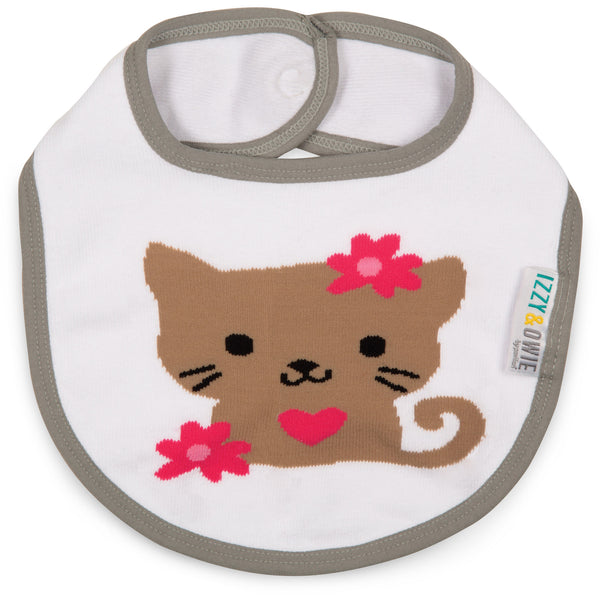 pavilion gift company Pink and Gray Kitty Baby Bib