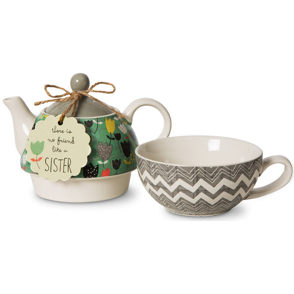 Pavilion Gift Company Sister 15 Oz Teapot & 8 Oz Cup