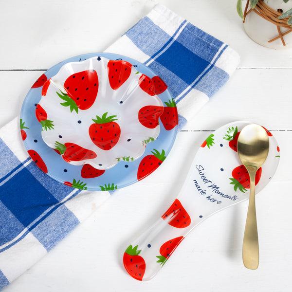 Pavilion Gift Company Strawberries 6" Glass Bowl