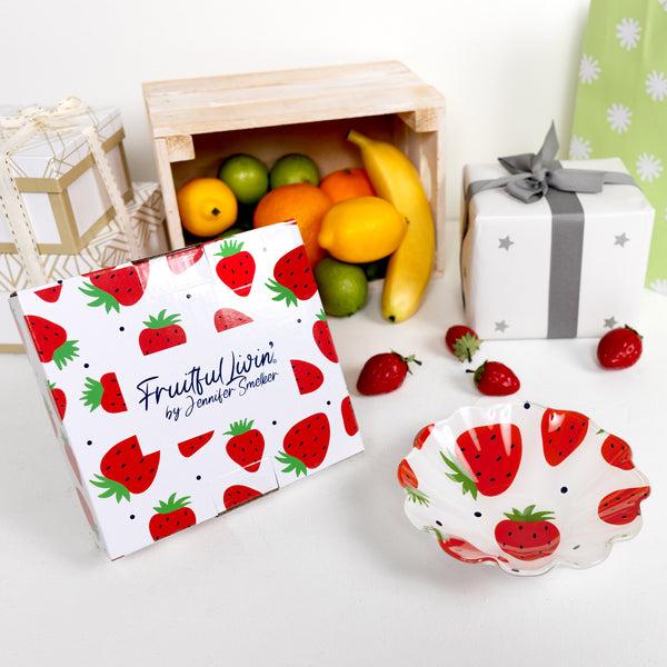 Pavilion Gift Company Strawberries 6" Glass Bowl