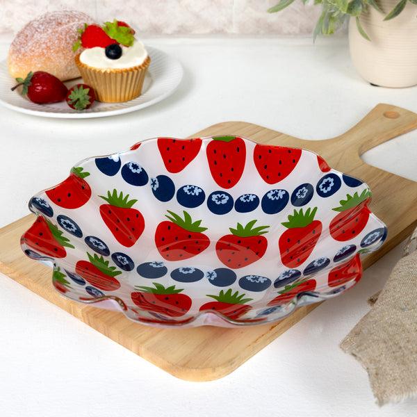 Pavilion Gift Company Strawberries 9.25" Glass Bowl