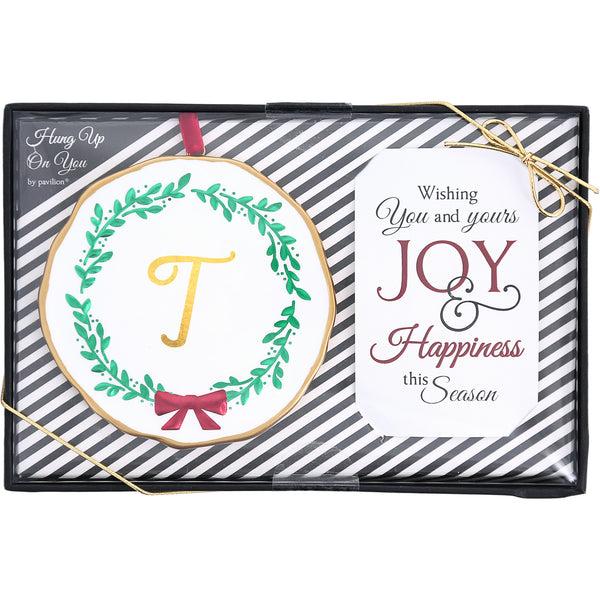 pavilion gift company T 4" Monogram Ornament