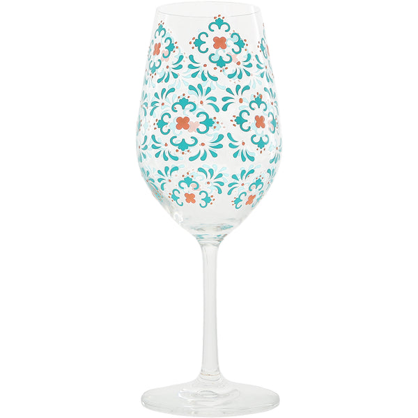 pavilion gift company Teal & Coral 16 oz Wine Glass
