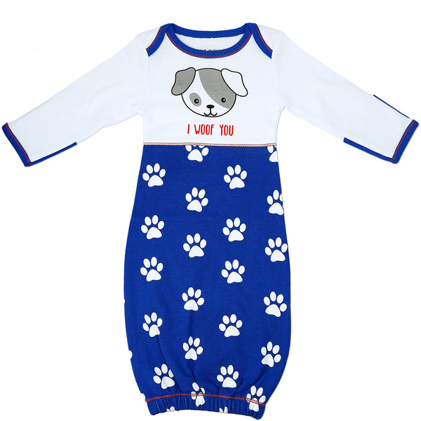 pavilion gift company Pawprint Puppy 0-3 Months Gown with Mitten Cuffs