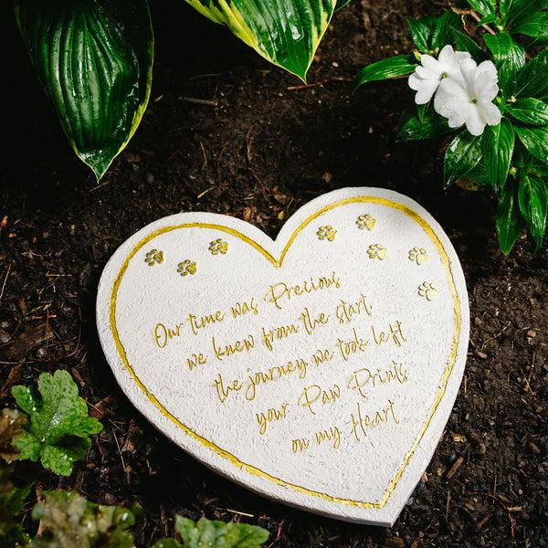 Pavilion Gift Company Pawprints 11" Heart Garden Stone