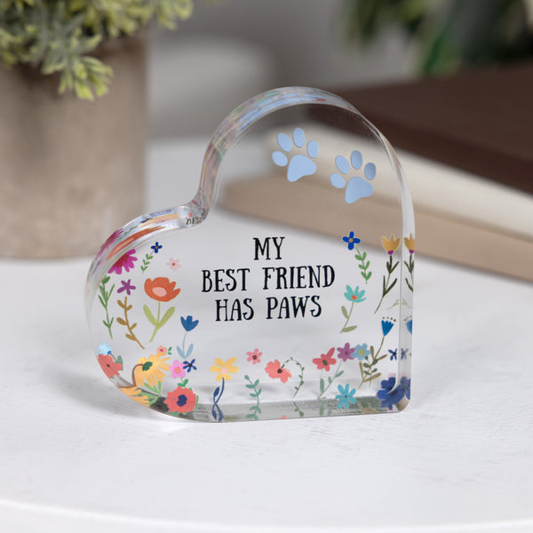 Pavilion Gift Company Paws 3.5" Acrylic Heart Plaque