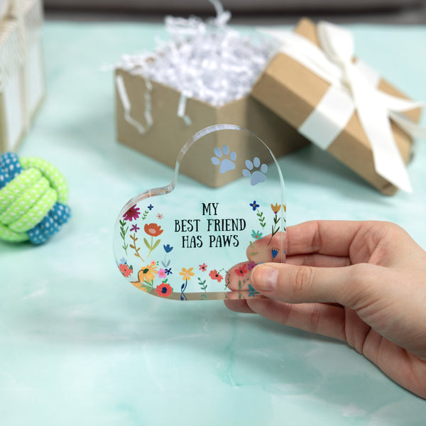 Pavilion Gift Company Paws 3.5" Acrylic Heart Plaque