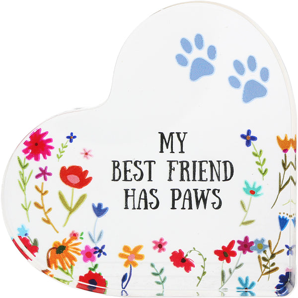 pavilion gift company Paws 3.5" Acrylic Heart Plaque