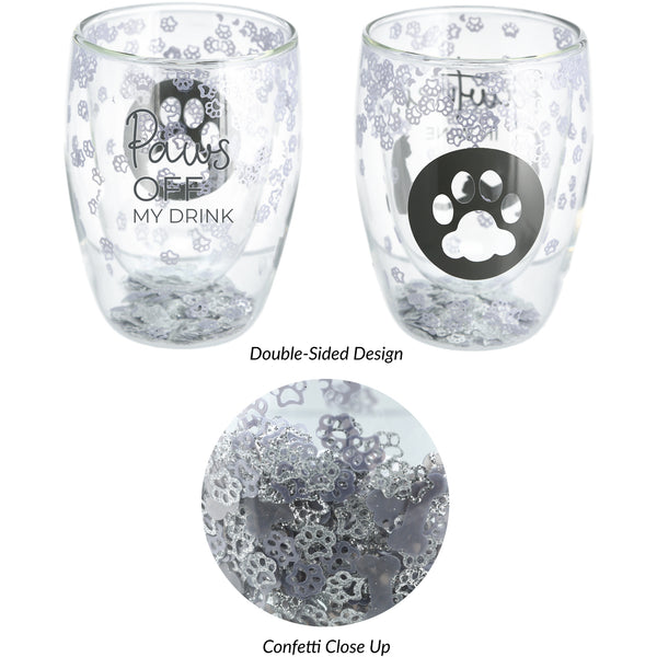 pavilion gift company Paws Off 10 oz Double-Walled Stemless Wine Glass