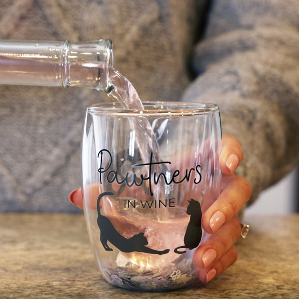Pavilion Gift Company Pawtners 10 Oz Double-Walled Stemless Wine Glass