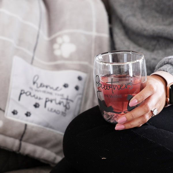 Pavilion Gift Company Pawtners 10 Oz Double-Walled Stemless Wine Glass