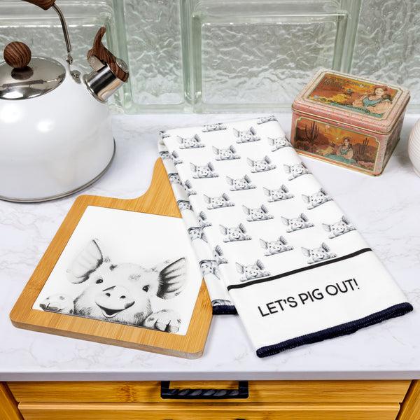 Pavilion Gift Company Pig 7.5" Bamboo & Ceramic Tile Trivet