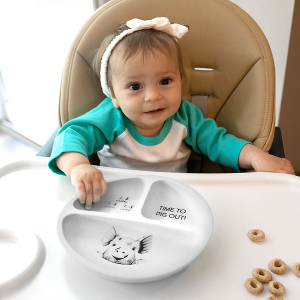 Pavilion Gift Company Pig Out Divided Silicone Suction Plate