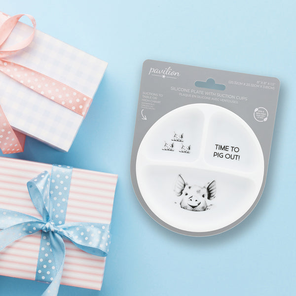 Pavilion Gift Company Pig Out Divided Silicone Suction Plate