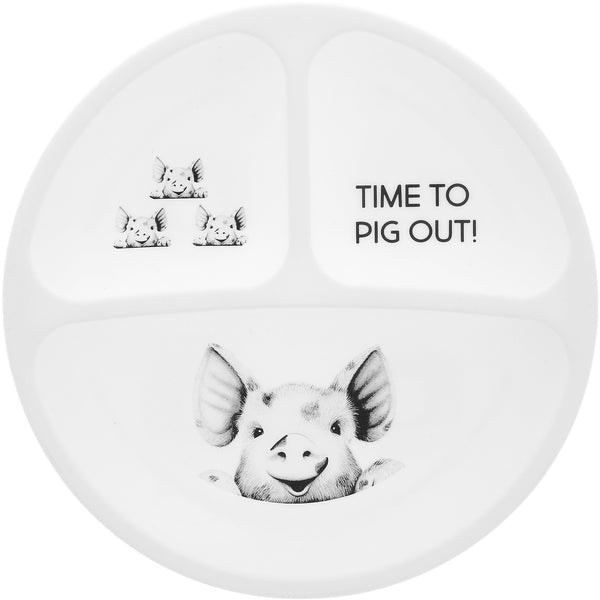pavilion gift company Pig Out Divided Silicone Suction Plate