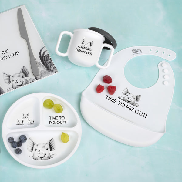 Pavilion Gift Company Piggin' Out Silicone Snack Bowl With Lid